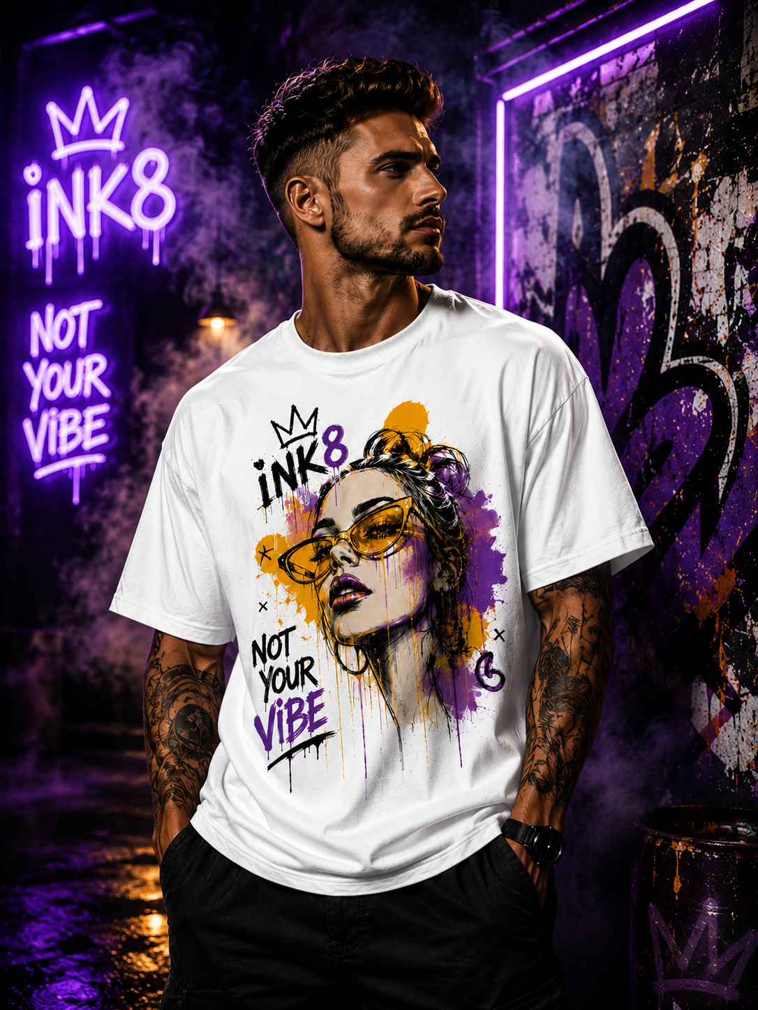 NOT YOUR VIBE –  Graffiti Premium Oversized T-Shirt | INK8 Urban Streetwear