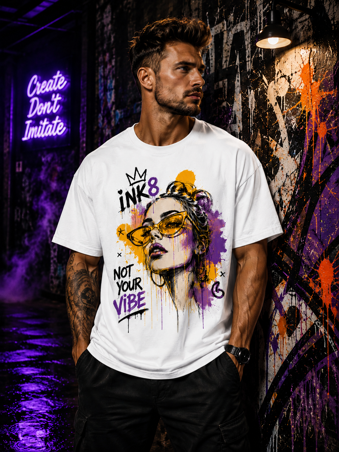 NOT YOUR VIBE –  Graffiti Premium Oversized T-Shirt | INK8 Urban Streetwear