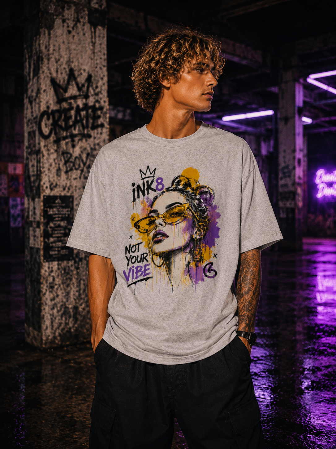 NOT YOUR VIBE –  Graffiti Premium Oversized T-Shirt | INK8 Urban Streetwear