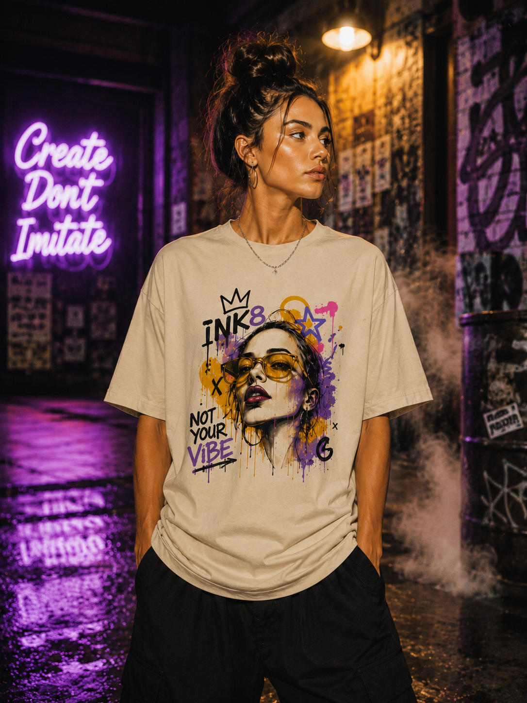 NOT YOUR VIBE –  Graffiti Premium Oversized T-Shirt | INK8 Urban Streetwear
