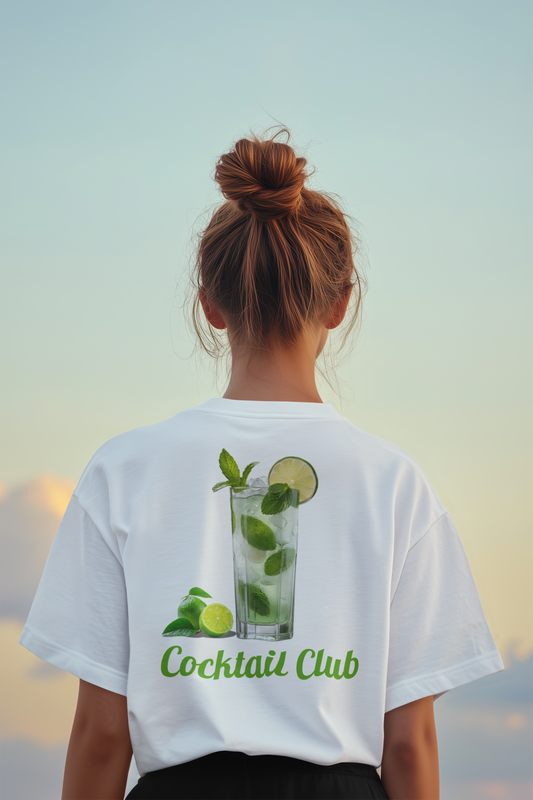 Cocktail Club Unisex T-Shirt – Sommer Drink Backprint Design mit Limette & Mint | Fresh Vibes Shirt