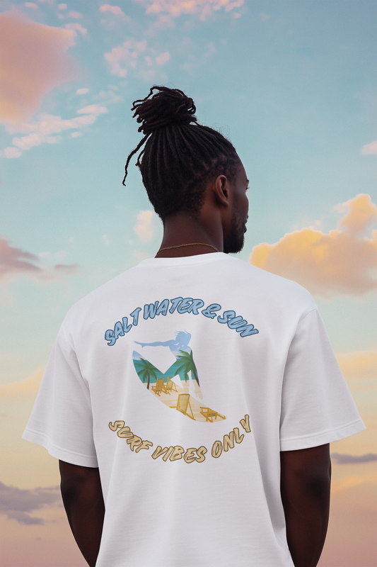 Salt Water & Sun – Surf Vibes Only | Backprint Summer Unisex T-Shirt | INK8 Streetwear