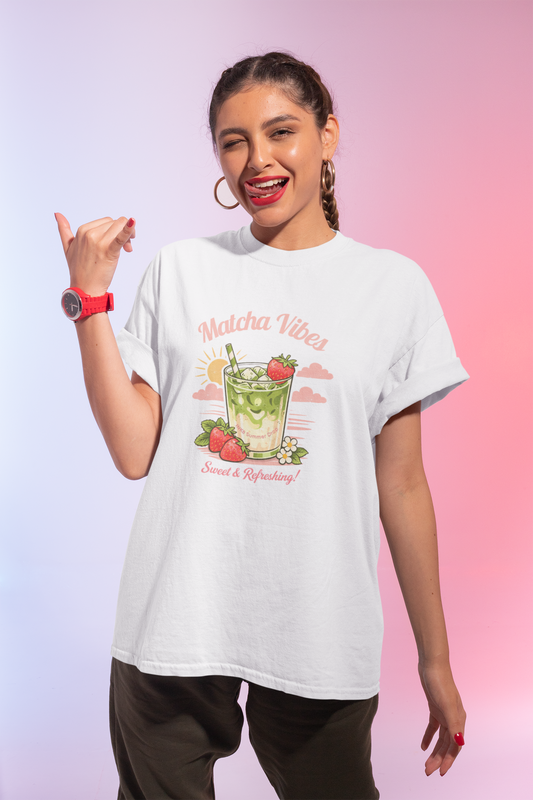 Matcha Vibes Vintage Unisex  T-Shirt – Strawberry Matcha Design